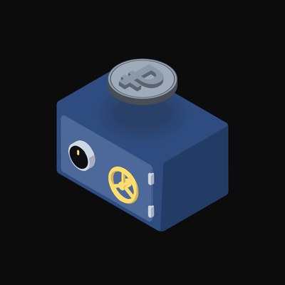 Russian Ruble Floating Over a Safe (Back) - animated icon from Crypto & Currency Safe Float