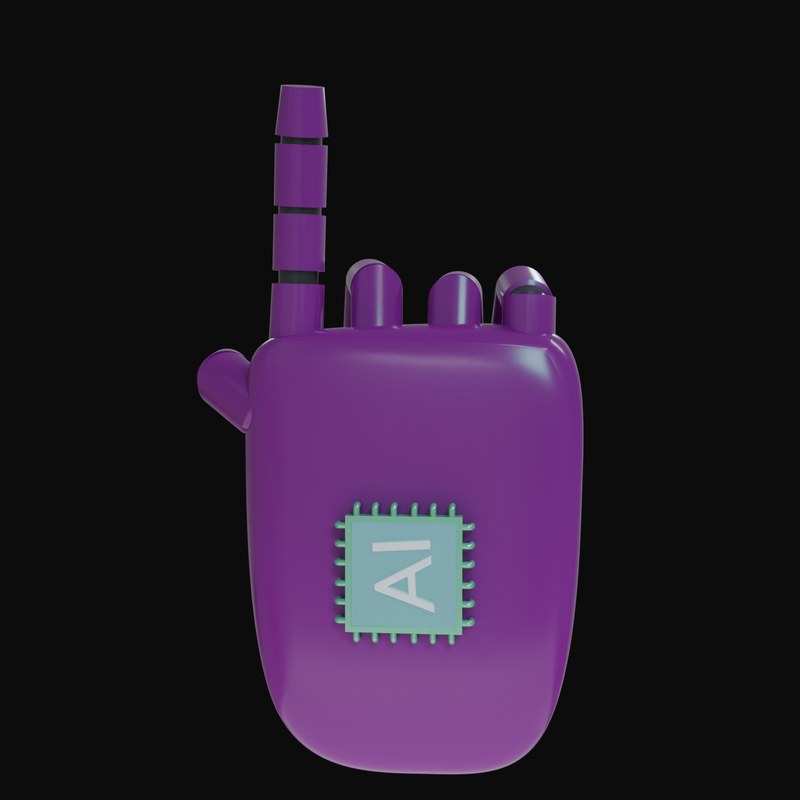 Purple Pointing Up Robot Hand 3D Icon - 3D icon from Robot Hand Gestures 3D Icons