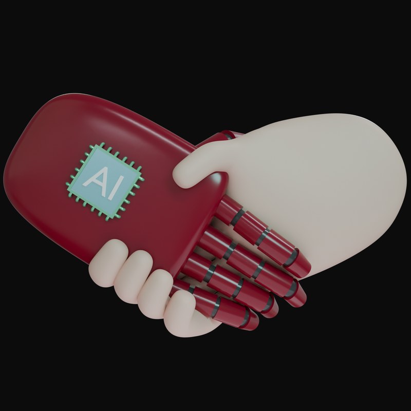 Burgundy AI Handshake 3D Icon - 3D icon from AI Handshake 3D Icons