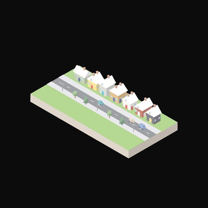 Maple Street Row - illustration from Isometric City Scene Illustrations