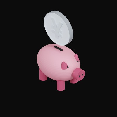 Japanese Yen Floating Over a Piggy Bank - 3D icon from Crypto & Currency Piggy Bank Float