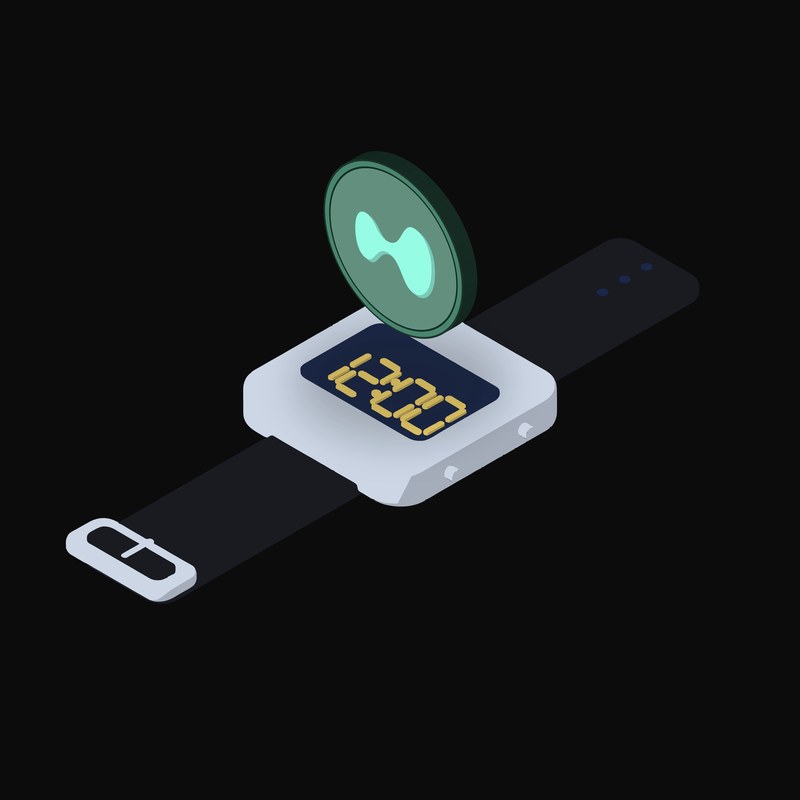 Hyperliquid Floating Over a Watch - illustration from Crypto & Currency Watch Float