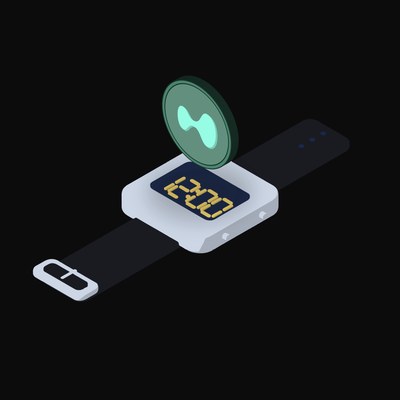 Hyperliquid Floating Over a Watch - illustration from Crypto & Currency Watch Float