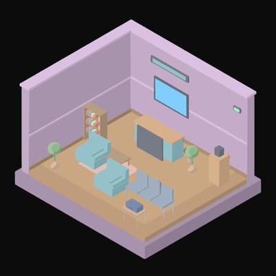 Wisteria Reception Lobby with a Waiting Row - illustration from Isometric Room Block Icons