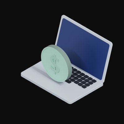 Mexican Peso Floating Over a Laptop - 3D icon from Crypto & Currency Laptop Float