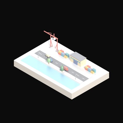 Quayside Cranes - 3D icon from Industry and Transport Scenes
