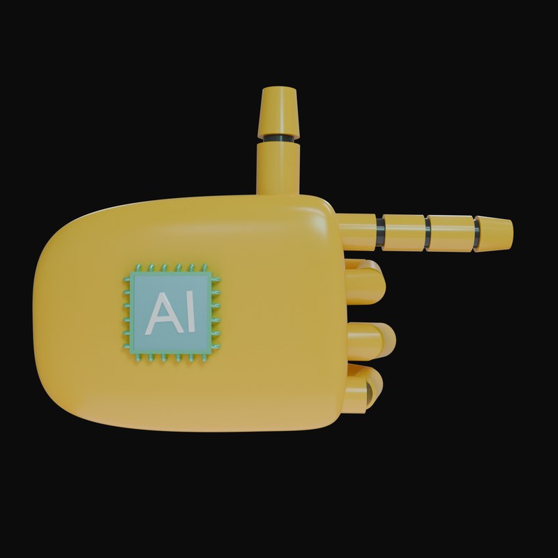 Amber Pointing Right Robot Hand 3D Icon - 3D icon from Robot Hand Gestures 3D Icons