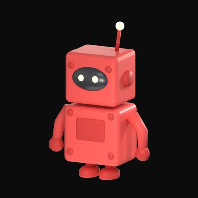 Red Riveted Tin Robot 3D Icon - 3D icon from Clay Robot Characters 3D