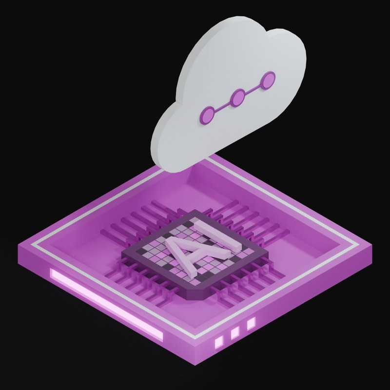 Pink AI Cloud Chip 3D Icon - 3D icon from AI Cloud Chips