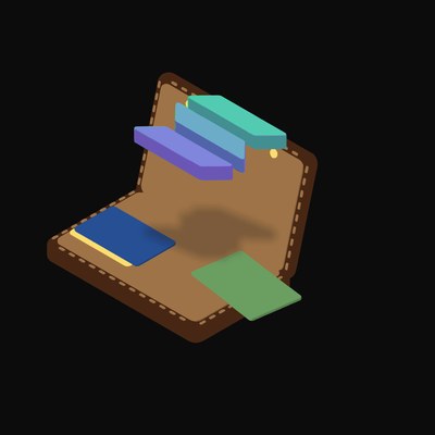 Solana Floating Over a Wallet (Back) - illustration from Crypto & Currency Wallet Float