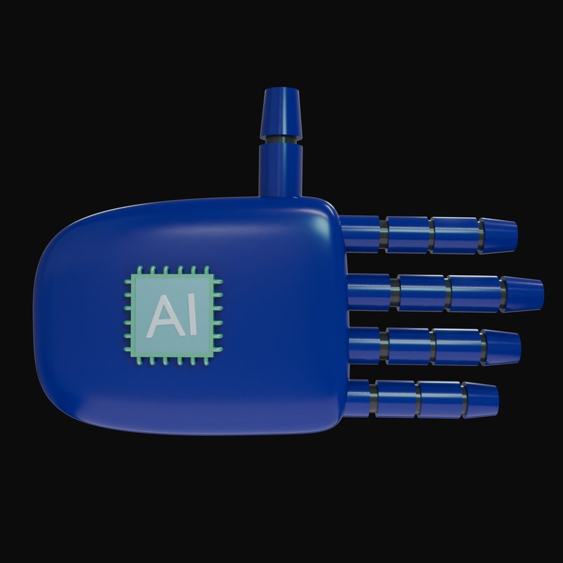Navy Open Hand Robot Hand 3D Icon - 3D icon from Robot Hand Gestures 3D Icons