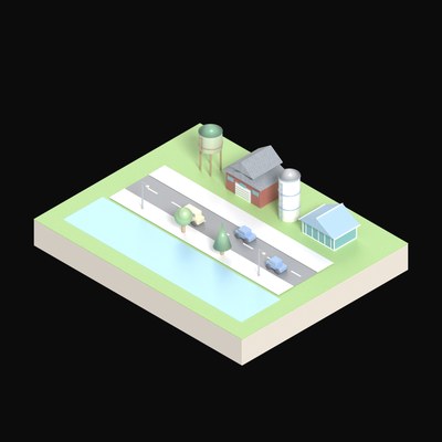 Water Meadow Farm - 3D icon from Industry and Transport Scenes