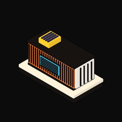 Orange Modular Data Hall Container - illustration from Neo Brutalist AI Hardware Icons