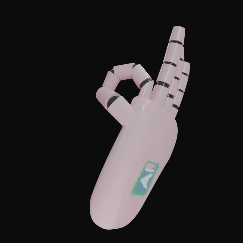 Pink OK Sign Robot Hand 3D Icon - 3D icon from Robot Hand Gestures 3D Icons