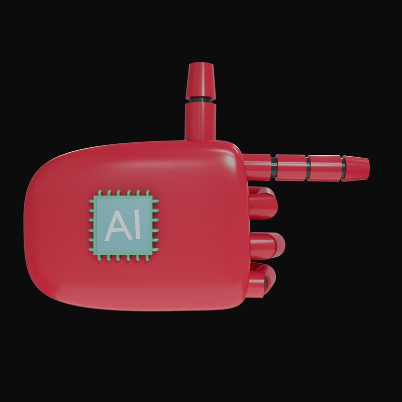 Crimson Pointing Right Robot Hand 3D Icon - 3D icon from Robot Hand Gestures 3D Icons