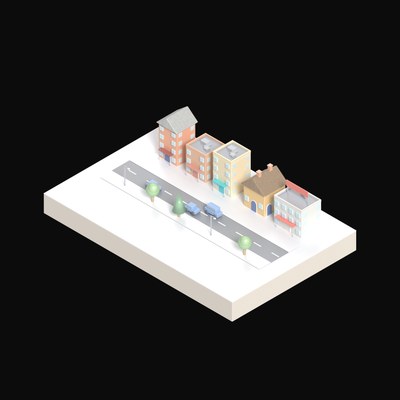Market Street Row - 3D icon from City Scenes