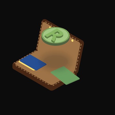South African Rand Floating Over a Wallet (Back) - illustration from Crypto & Currency Wallet Float