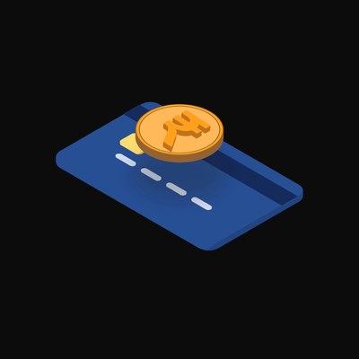 Indian Rupee Floating Over a Credit Card (Back) - animated icon from Crypto & Currency Credit Card Float