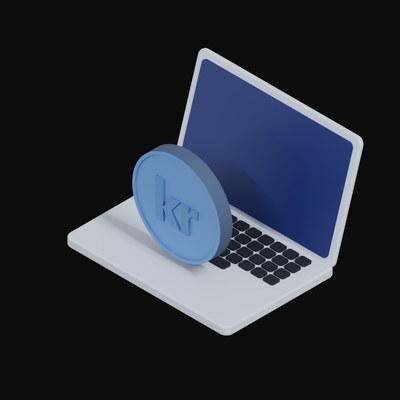 Norwegian Krone Floating Over a Laptop - 3D icon from Crypto & Currency Laptop Float