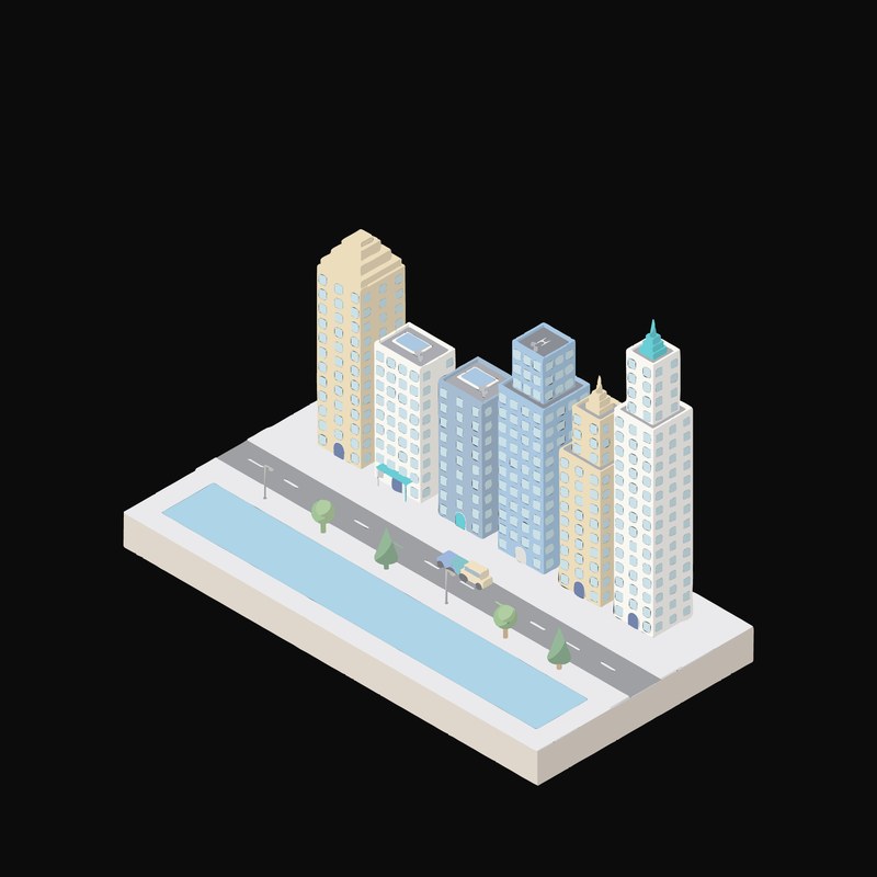 Riverside Metropolis - illustration from Isometric City Scene Illustrations