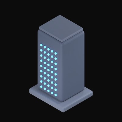 Glowing Blue Server Tower 3D Icon - 3D icon from Server and Network Hardware 3D