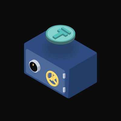 Kazakhstani Tenge Floating Over a Safe (Back) - animated icon from Crypto & Currency Safe Float