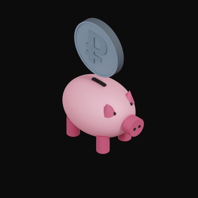 Russian Ruble Floating Over a Piggy Bank - 3D icon from Crypto & Currency Piggy Bank Float