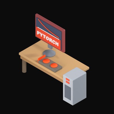 PyTorch Loss Curve on a Workstation - 3D icon from Isometric Developer Stack Desks 3D Icons