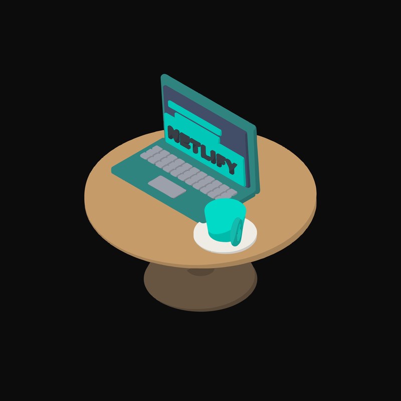 Netlify Deploy Log on a Cafe Table - illustration from Isometric Developer Stack Desks Icons