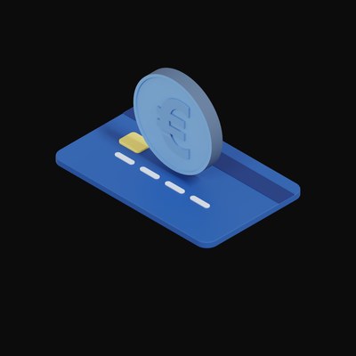 Euro Floating Over a Credit Card - 3D icon from Crypto & Currency Credit Card Float