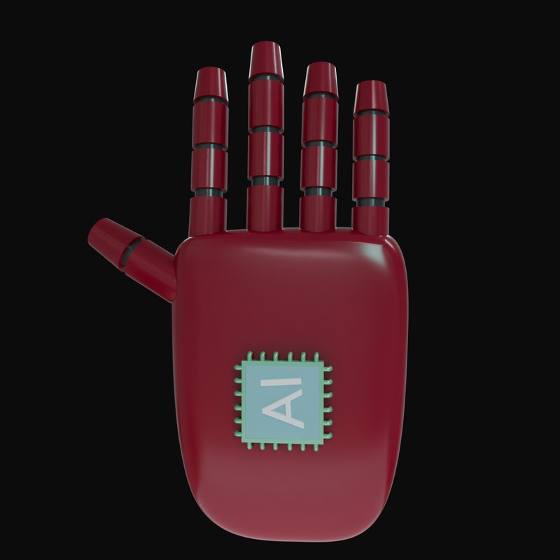 Burgundy Open Palm Robot Hand 3D Icon - 3D icon from Robot Hand Gestures 3D Icons