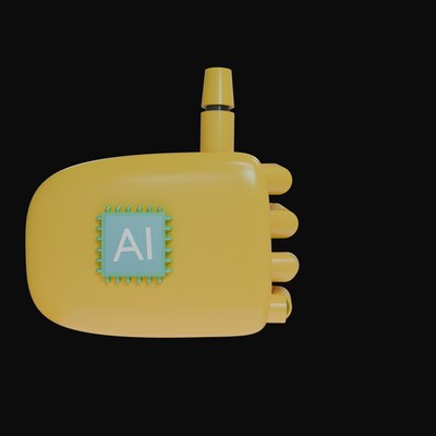 Amber Thumbs Up Robot Hand 3D Icon - 3D icon from Robot Hand Gestures 3D Icons