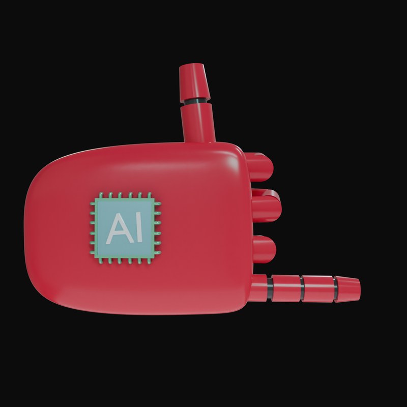 Crimson Rock On Robot Hand 3D Icon - 3D icon from Robot Hand Gestures 3D Icons