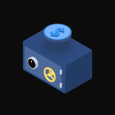USD Coin Floating Over a Safe (Back) - animated icon from Crypto & Currency Safe Float
