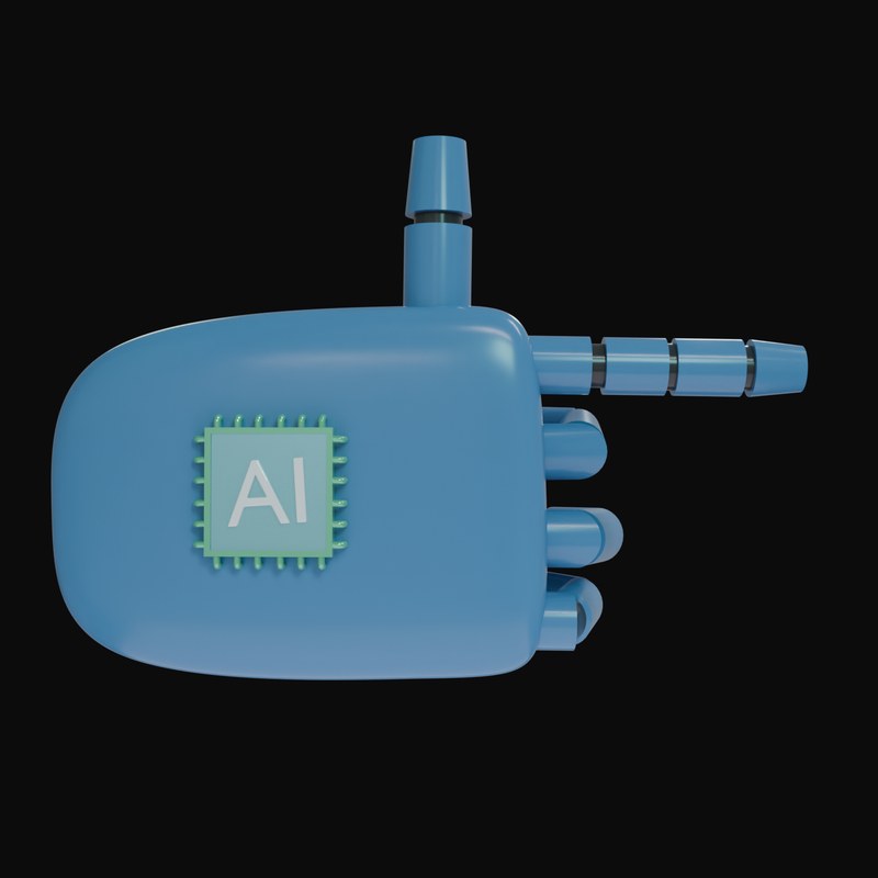 Steel Blue Pointing Right Robot Hand 3D Icon - 3D icon from Robot Hand Gestures 3D Icons