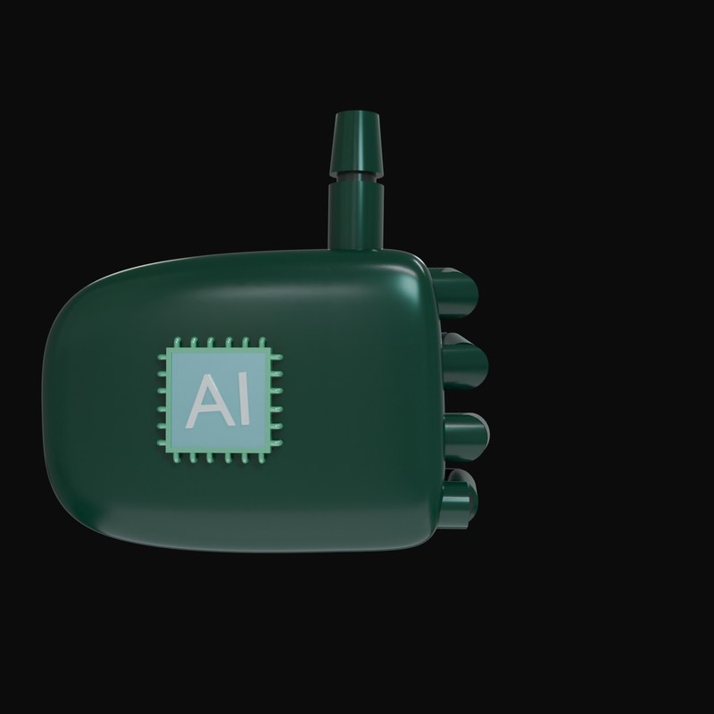 Emerald Thumbs Up Robot Hand 3D Icon - 3D icon from Robot Hand Gestures 3D Icons