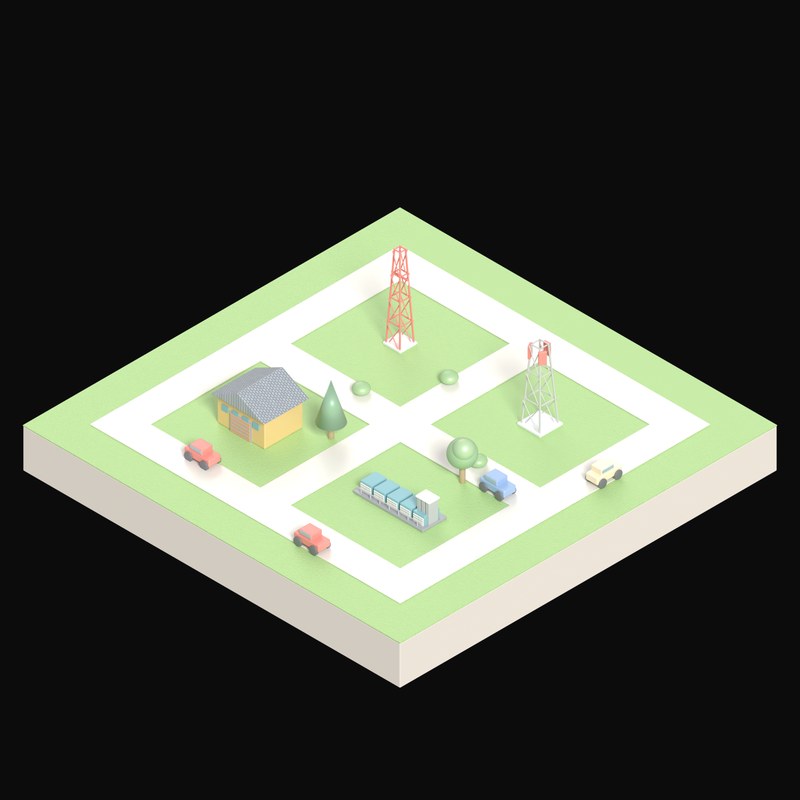 Cell Tower Macro Site - 3D icon from Isometric AI Infrastructure Scenes