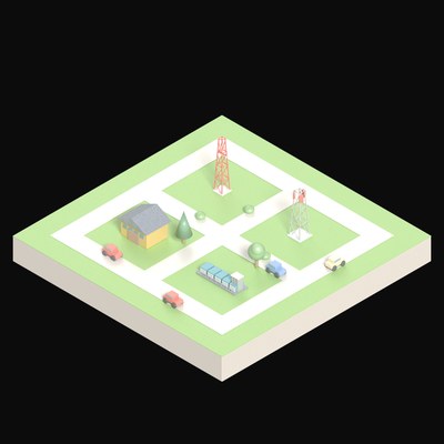 Cell Tower Macro Site - 3D icon from Isometric AI Infrastructure Scenes