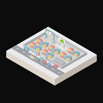 Modular Container Data Halls - illustration from Isometric AI Infrastructure Scene Icons