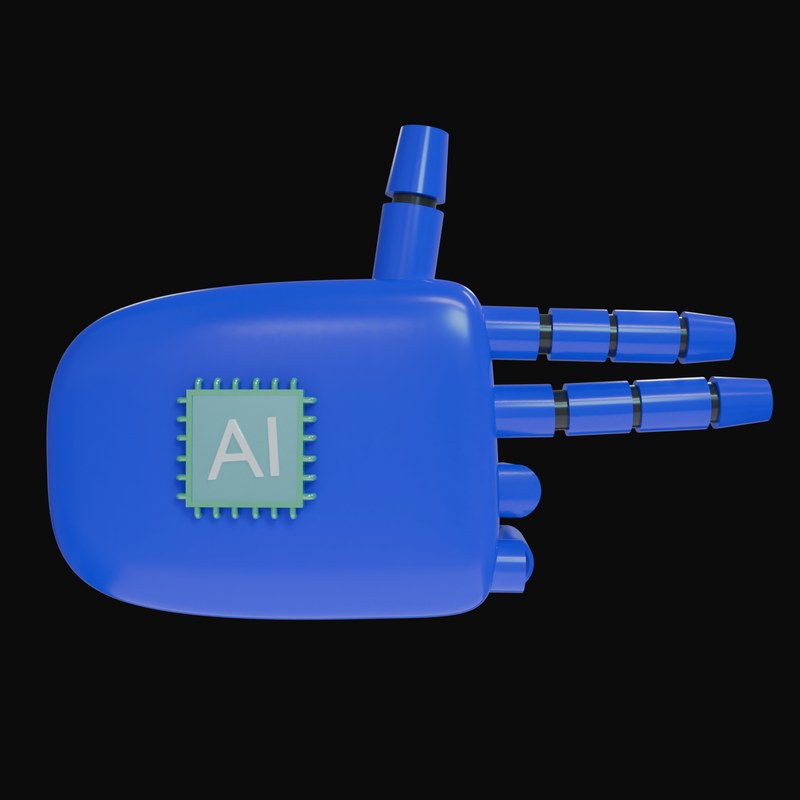 Blue Finger Gun Robot Hand 3D Icon - 3D icon from Robot Hand Gestures 3D Icons