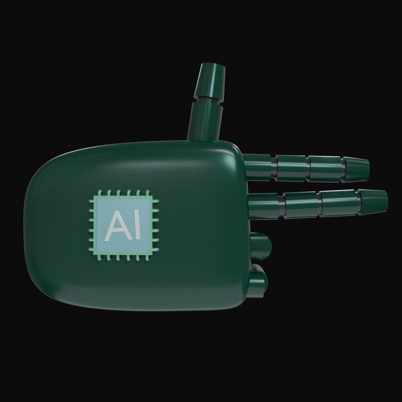 Emerald Finger Gun Robot Hand 3D Icon - 3D icon from Robot Hand Gestures 3D Icons