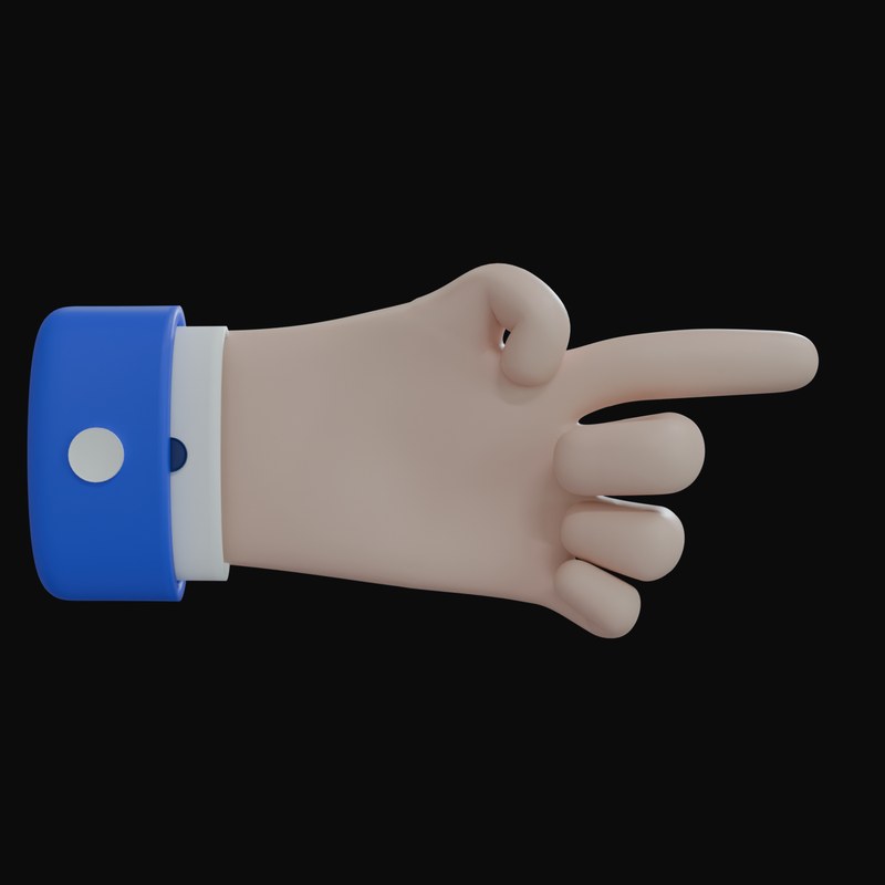 White Pointing Right Business Hand 3D Icon - 3D icon from Business Hand Gestures 3D Icons