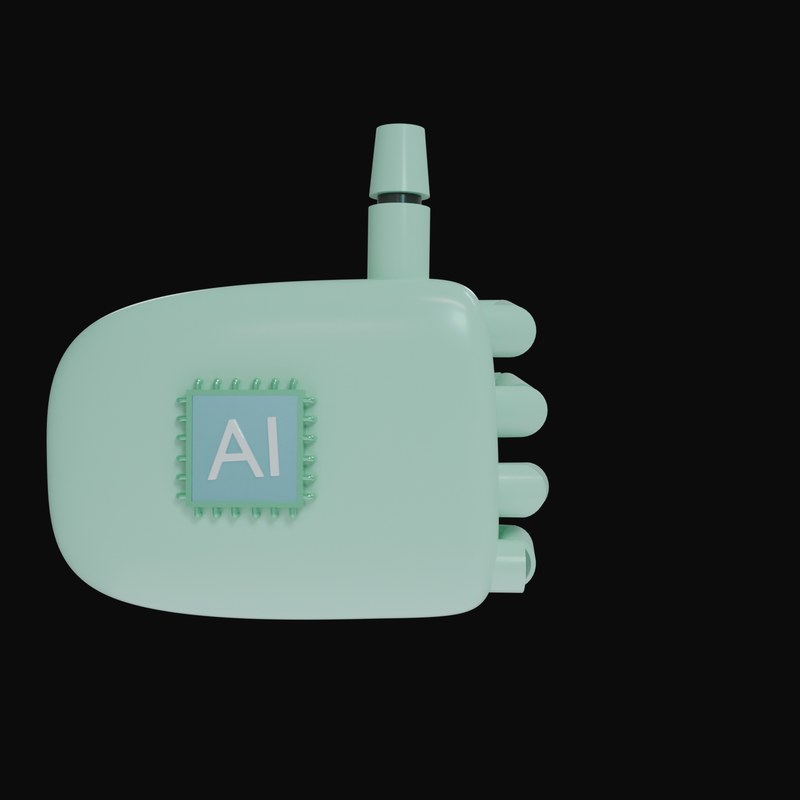 Mint Green Thumbs Up Robot Hand 3D Icon - 3D icon from Robot Hand Gestures 3D Icons