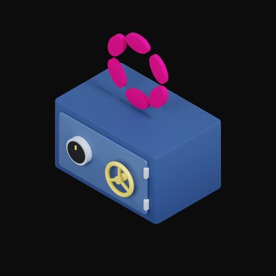 Polkadot Floating Over a Safe - 3D icon from Crypto & Currency Safe Float