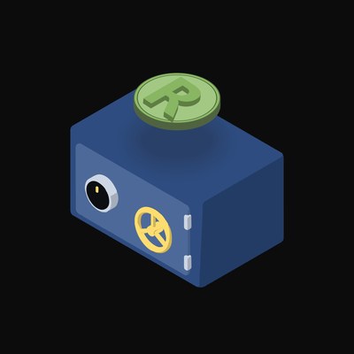 South African Rand Floating Over a Safe (Back) - animated icon from Crypto & Currency Safe Float