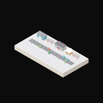 Bus Depot Yard - illustration from Industry and Transport Scenes Icons