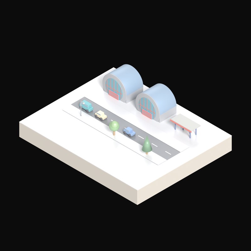 Hangar Line - 3D icon from Industry and Transport Scenes