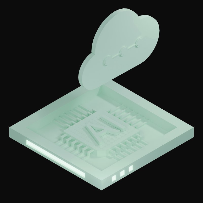 Mint Green Glass AI Cloud Chip 3D Icon - 3D icon from AI Cloud Chips