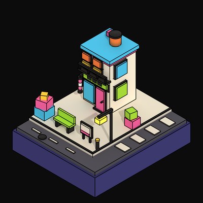 Tall Cream Barber Shop with a Striped Pole - 3D icon from Neo Brutalist High Street
