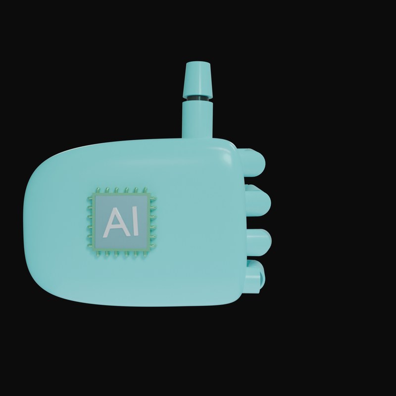 Cyan Thumbs Up Robot Hand 3D Icon - 3D icon from Robot Hand Gestures 3D Icons